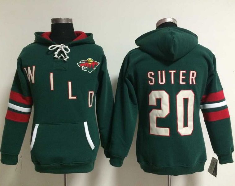Minnesota Wild #20 Ryan Suter Green Women's Old Time Heidi NHL Hoodie - Click Image to Close